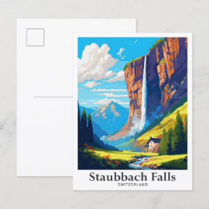 Carte Postale Staubbach Falls Suisse Illustration de voyage