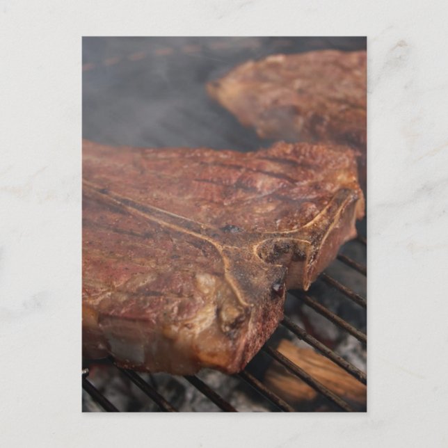 Carte Postale Steaks Grillant Barbecue Grillades Viande (Devant)