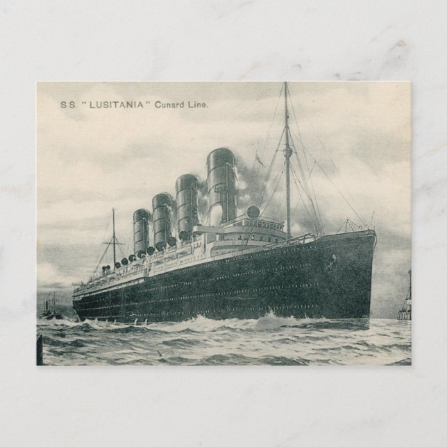 Carte Postale Steamer SS Lusitania (Devant)