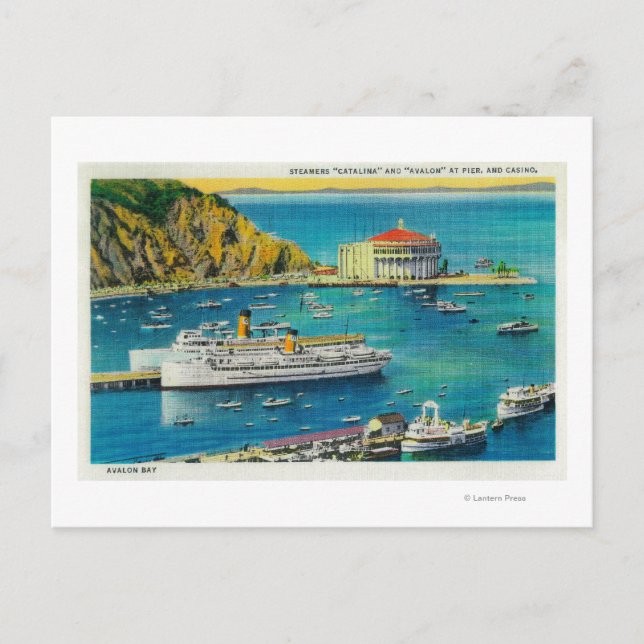 Carte Postale Steamers Catalina et Avalon à Pier et Casino (Devant)
