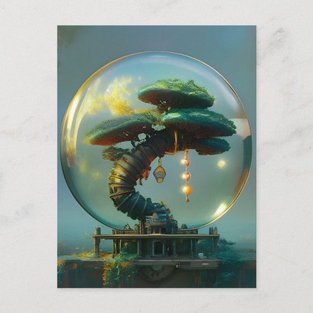 Carte postale Steampunk Bonsai Tree in Glass Orb (Devant)