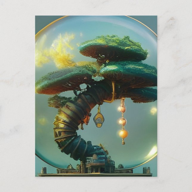 Carte Postale Steampunk Bonsai Tree sous le dôme (Devant)