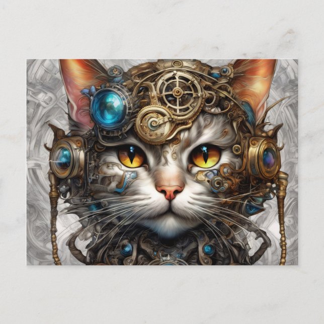 Carte Postale Steampunk Chat 1 (Devant)