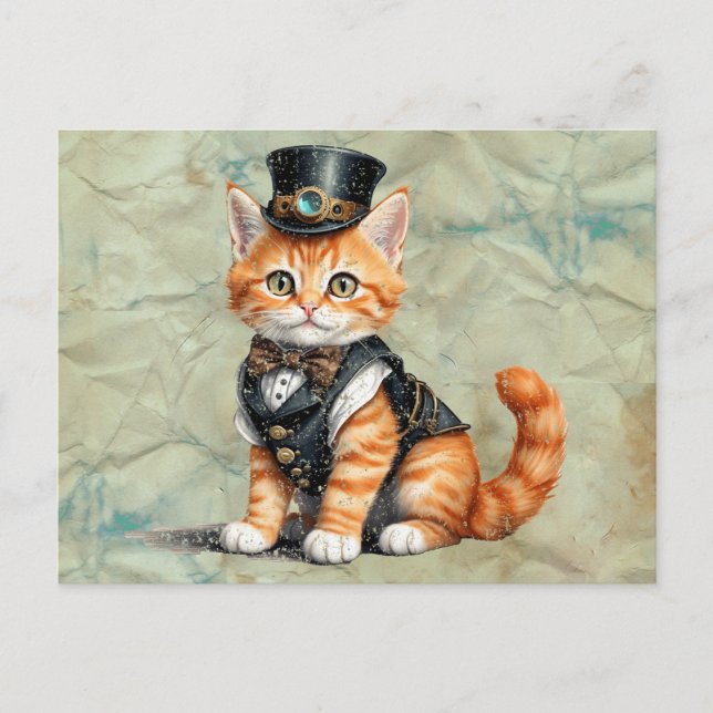 Carte Postale Steampunk Chat : Gothic Kitty Art Pour Amoureux de (Devant)