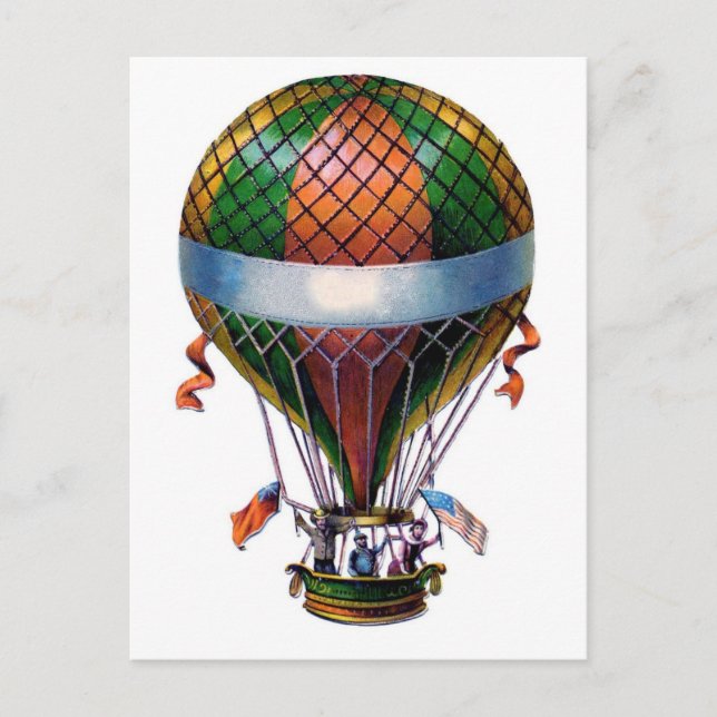 Carte postale steampunk de ballon à air chaud vint (Devant)