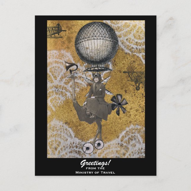 Carte postale Steampunk du Ministère des Voyages (Devant)