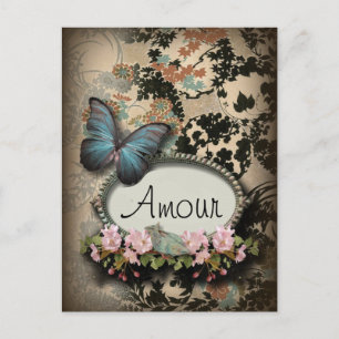 Carte Postale steampunk Ephemera floral Butterfly victorian