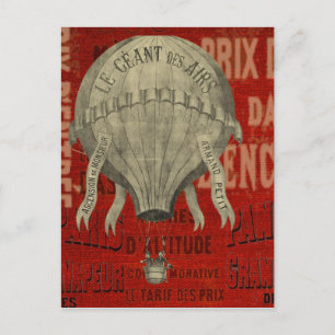 Carte Postale Steampunk Hot Air Ballon Ride Polices graphiques