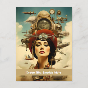 Carte Postale Steampunk Lady Dream Big, Sparkle More