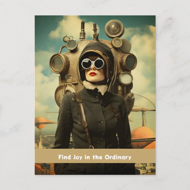 Carte Postale Steampunk Lady Trouvez la joie dans l'ordinaire (Devant)