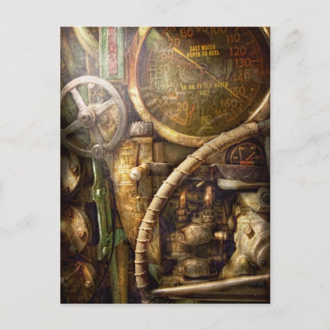 Carte Postale Steampunk - Naval - Regardez la profondeur (Devant)