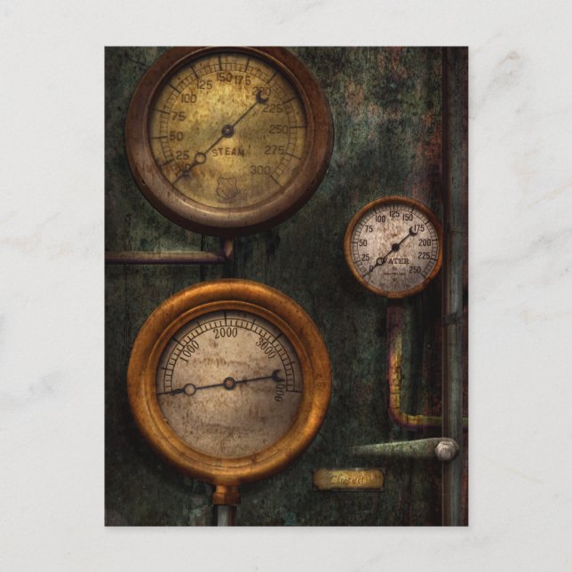 Carte Postale Steampunk - Plumbing - Gaging success (Devant)