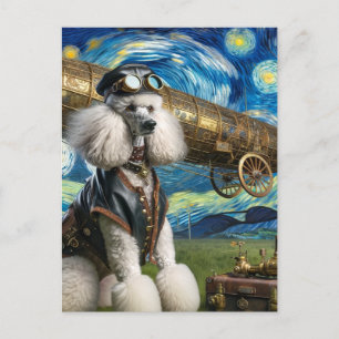 Carte Postale Steampunk Poodle Pilote Van Gogh