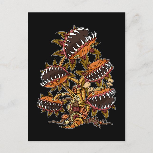 Carte Postale Steampunk Victorian Carnivore Plante Vénus Fly (Devant)