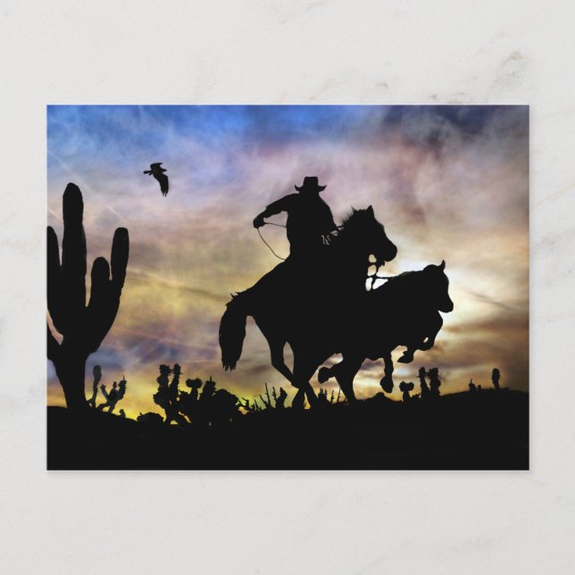 Carte Postale Steer Roping Cowboy et Horse Désert du sud-ouest (Devant)