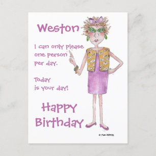 Carte Postale Stern look Lady peint texte caricature