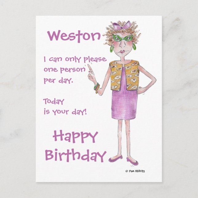 Carte Postale Stern look Lady peint texte caricature (Devant)