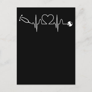 Carte Postale Stéthoscope ECG Battement de coeur Infirmière Cœur
