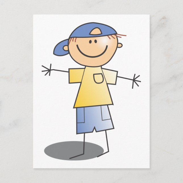 Carte Postale Stick Boy ~ Blue Ball Casquette (Devant)