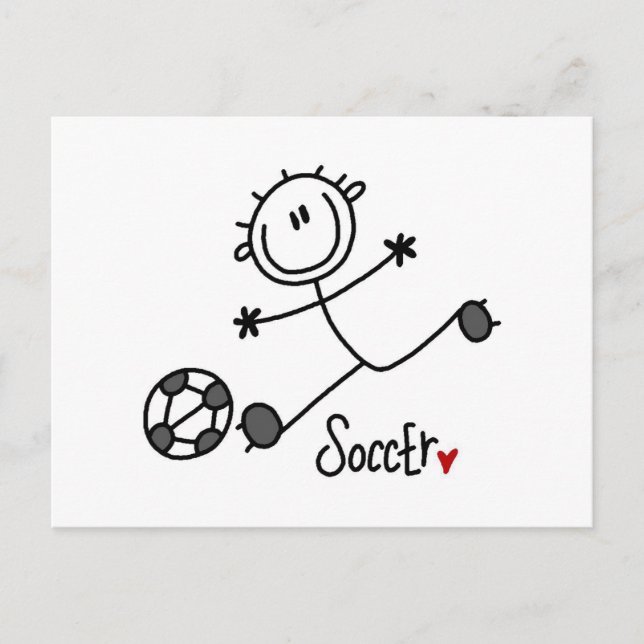 Carte Postale Stick de base Figure Soccer Player T-shirts et cad (Devant)