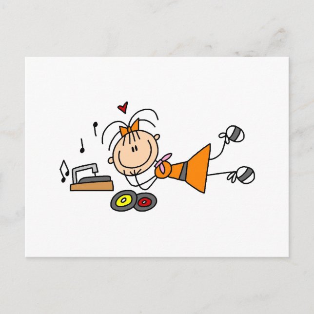 Carte Postale Stick Figure 50's Girl T-shirts et cadeaux (Devant)