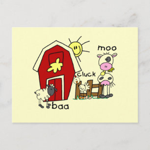 Carte Postale Stick Figure Animaux de ferme Tshirts et cadeaux