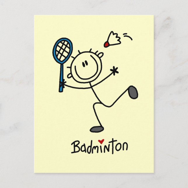 Carte Postale Stick Figure Badminton T-shirts et cadeaux (Devant)
