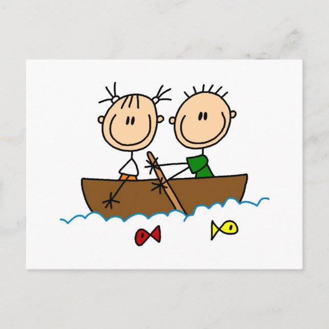 Carte Postale Stick Figure Boat Fishing Tshirts et cadeaux (Devant)