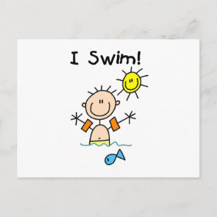 Carte Postale Stick Figure Boy I Swim