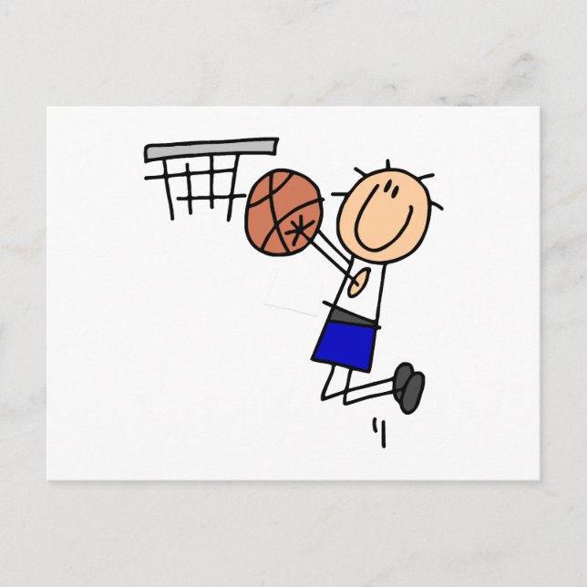 Carte Postale Stick Figure de basket-ball T-shirs et cadeaux (Devant)