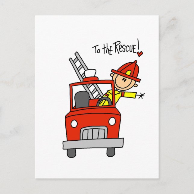 Carte Postale Stick Figure Firefighter à la Secourt (Devant)