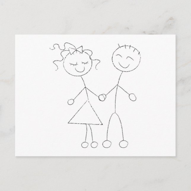 Carte Postale Stick Figure garçon et fille (Devant)