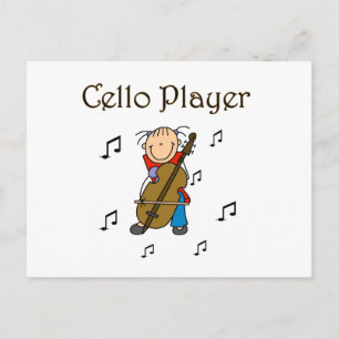 Carte Postale Stick Figure Girl Cello Player T-shirts et cadeaux