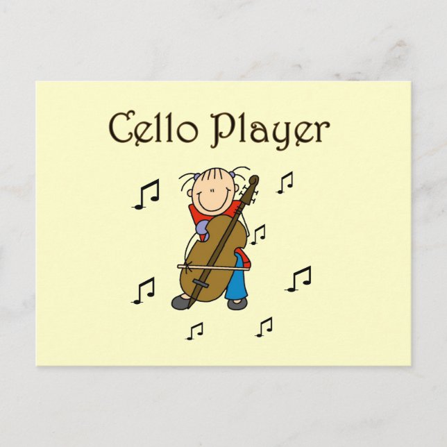 Carte Postale Stick Figure Girl Cello Player T-shirts et cadeaux (Devant)