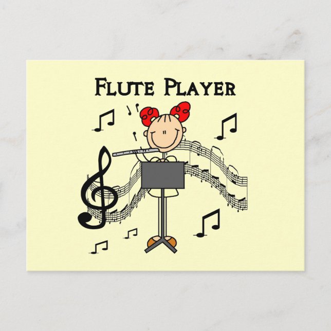 Carte Postale Stick Figure Girl Flute Player Tshirts et cadeaux (Devant)