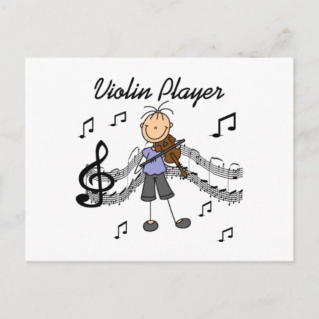 Carte Postale Stick Figure Girl Violin Player T-shirts et cadeau (Devant)