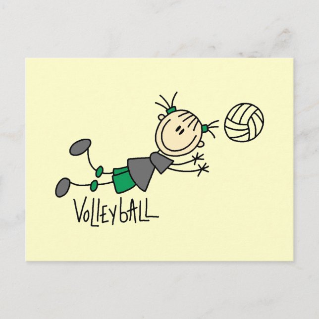 Carte Postale Stick Figure Girls Volleyball T-shirts et cadeaux (Devant)