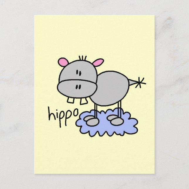 Carte Postale Stick Figure Hippo T-shirts et cadeaux (Devant)