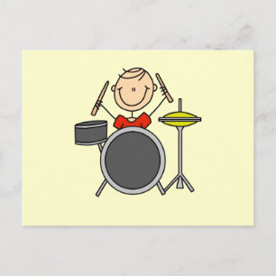 Carte Postale Stick Figure Homme Drummer T-shirts et cadeaux