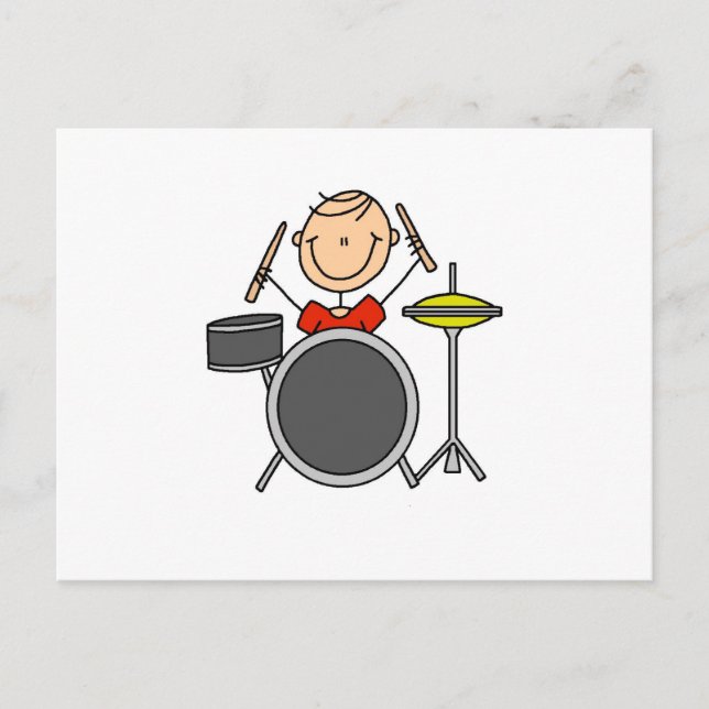 Carte Postale Stick Figure Homme Drummer T-shirts et cadeaux (Devant)