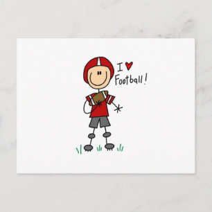 Carte Postale Stick Figure I Love Football T-shirts et cadeaux