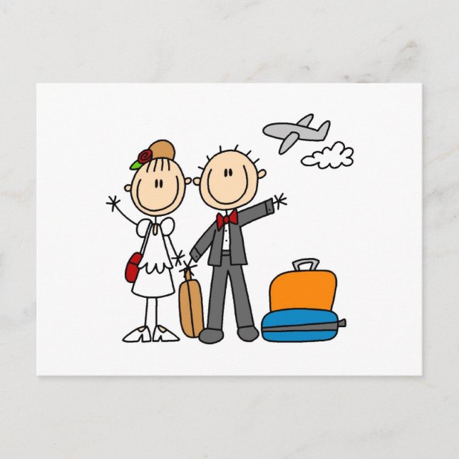 Carte Postale Stick Figure Mariage T-shirts et cadeaux lune de m (Devant)