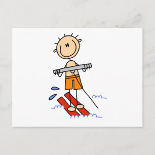 Carte Postale Stick Figure Ski d'eau Tshirts et cadeaux