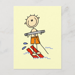 Carte Postale Stick Figure Ski d'eau Tshirts et cadeaux