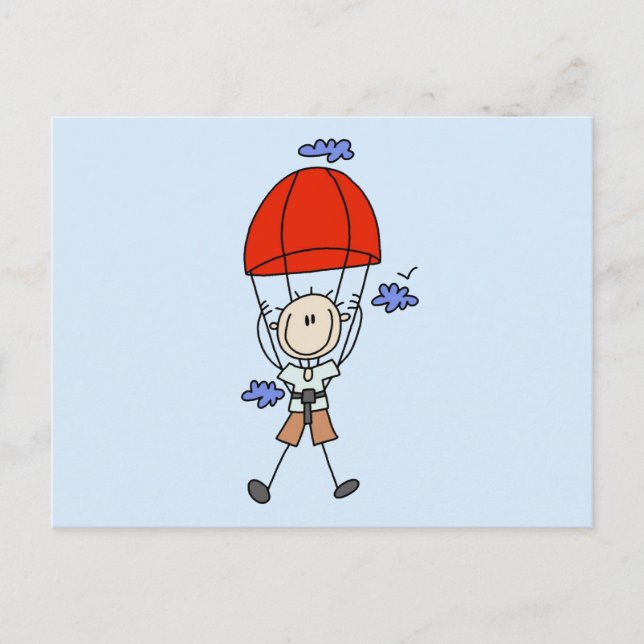 Carte Postale Stick Figure Sky Diver Tshirts et cadeaux (Devant)