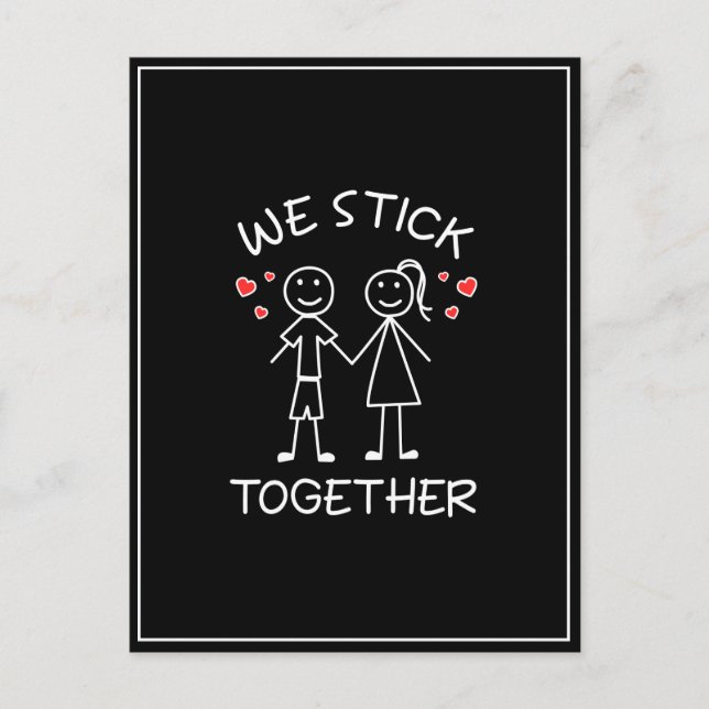 Carte Postale Stick Figure Stickman Couples Valentines Jour Amou (Devant)