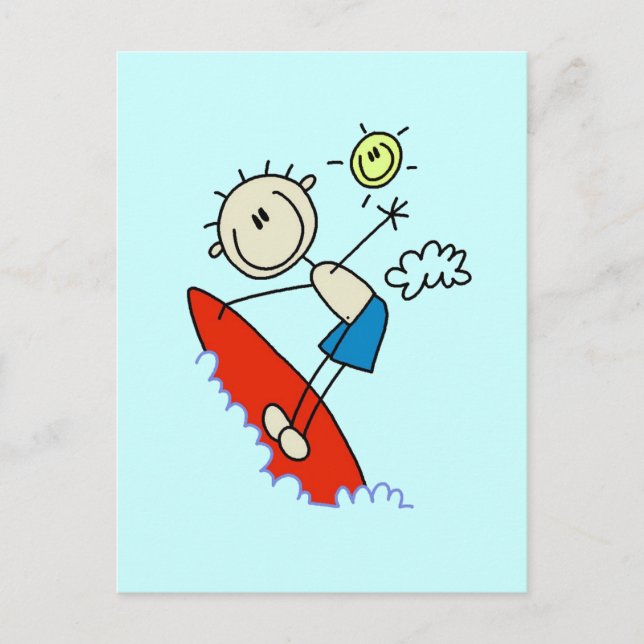 Carte Postale Stick Figure Surfer Boy Tshirts et cadeaux (Devant)