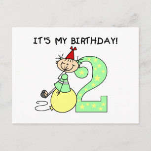 Carte Postale Stick Girl 2e Anniversaire Tshirts et cadeaux