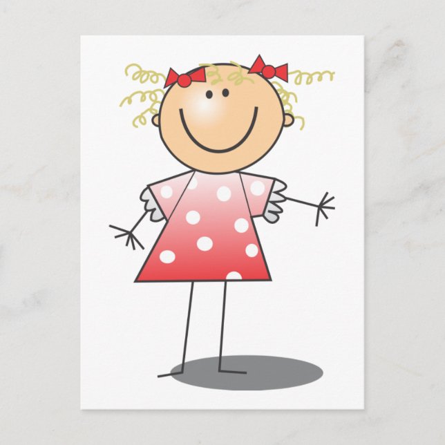 Carte Postale Stick Girl ~ Robe rouge (Devant)