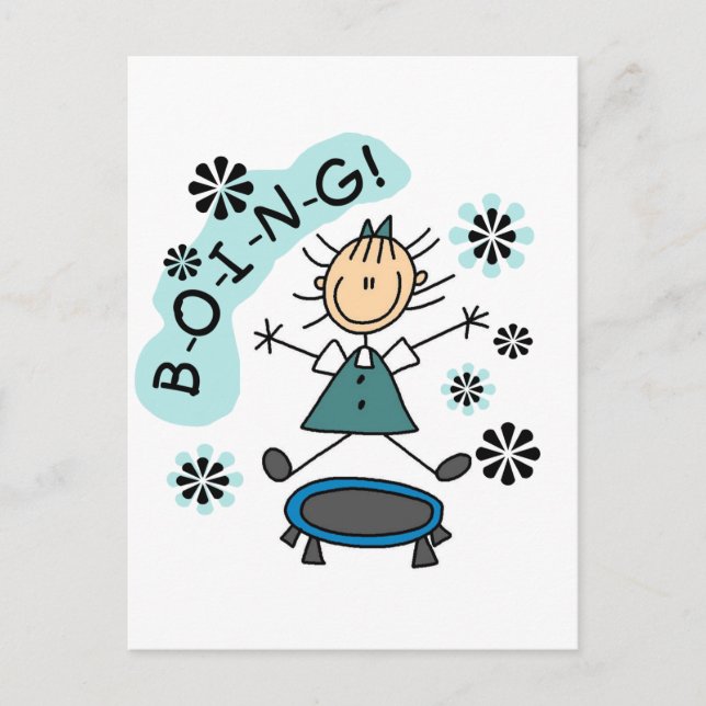 Carte Postale Stick Girl sur Trampoline T-shirts et cadeaux (Devant)